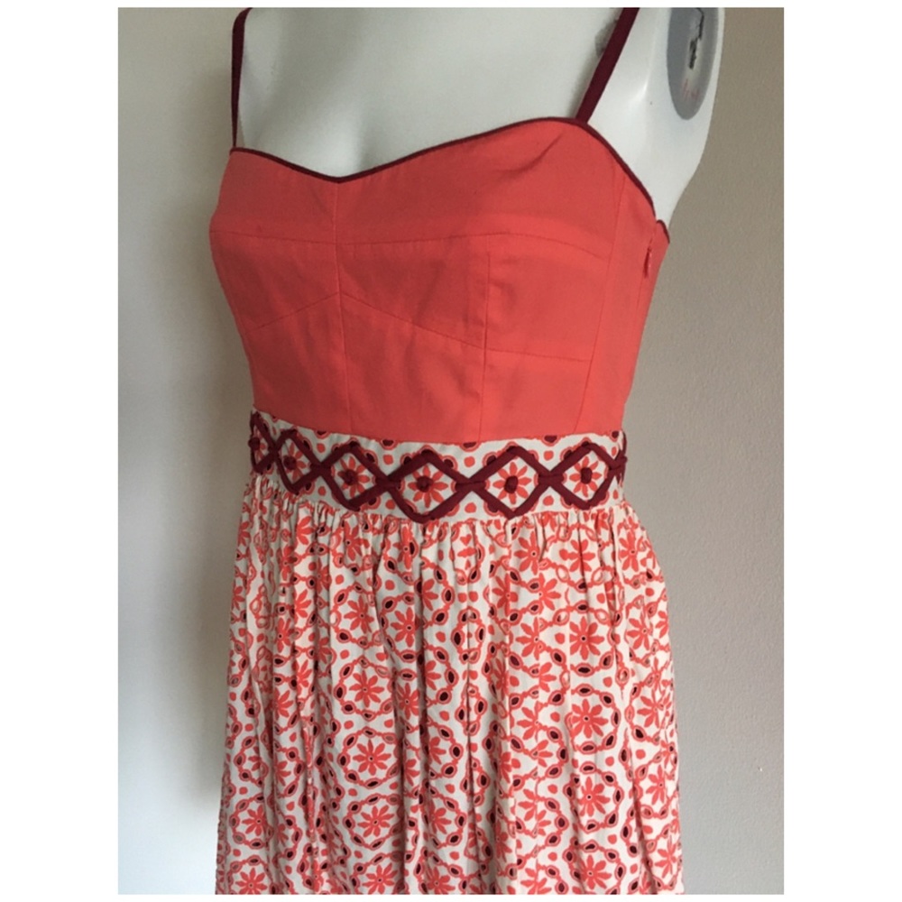 Fossil Retro Coral Burgundy Eyelet Lace Sun Dress - Picture 3 of 8